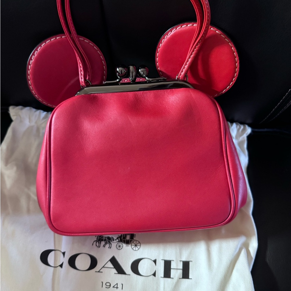 Coach x Disney x Keith Haring Mickey Mouse Ears Bag Kisslock Red LIMITED SEE - Picture 9 of 10